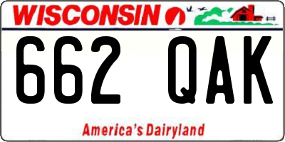 WI license plate 662QAK