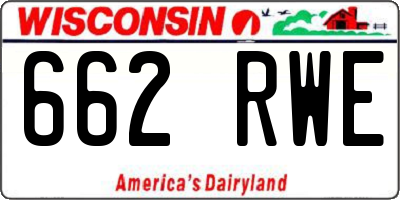 WI license plate 662RWE