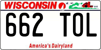 WI license plate 662TOL