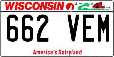WI license plate 662VEM