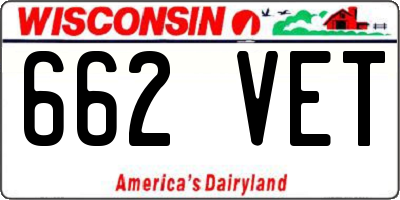 WI license plate 662VET