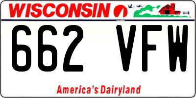 WI license plate 662VFW