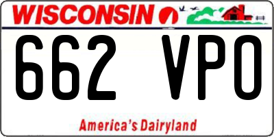 WI license plate 662VPO