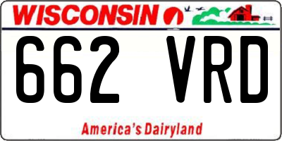 WI license plate 662VRD