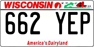 WI license plate 662YEP