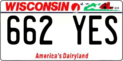 WI license plate 662YES
