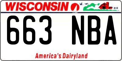 WI license plate 663NBA