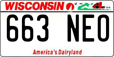 WI license plate 663NEO