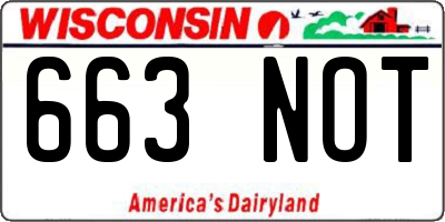 WI license plate 663NOT