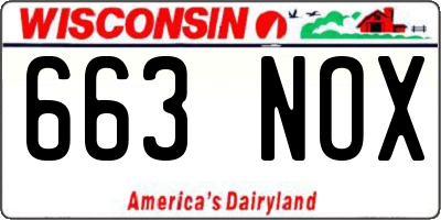 WI license plate 663NOX