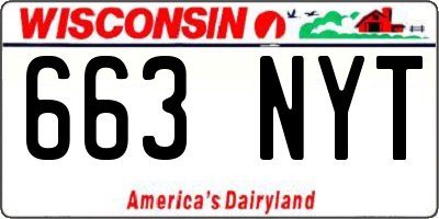WI license plate 663NYT