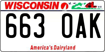 WI license plate 663OAK