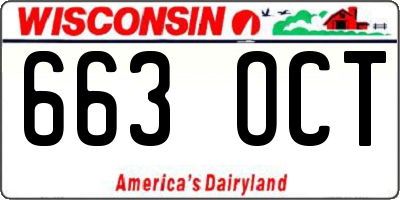 WI license plate 663OCT