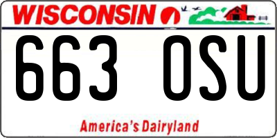 WI license plate 663OSU