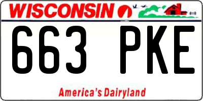 WI license plate 663PKE
