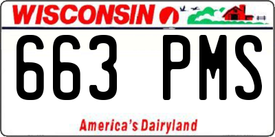 WI license plate 663PMS