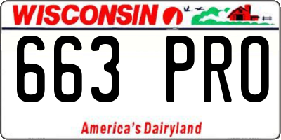 WI license plate 663PRO
