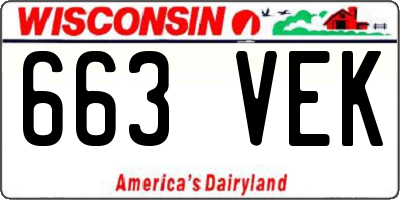 WI license plate 663VEK