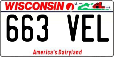 WI license plate 663VEL