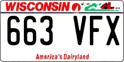 WI license plate 663VFX