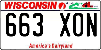 WI license plate 663XON