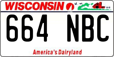 WI license plate 664NBC