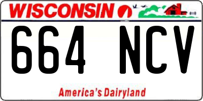 WI license plate 664NCV