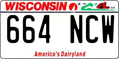 WI license plate 664NCW