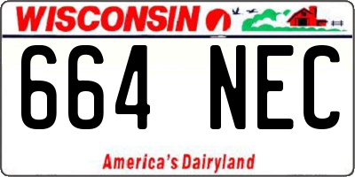 WI license plate 664NEC