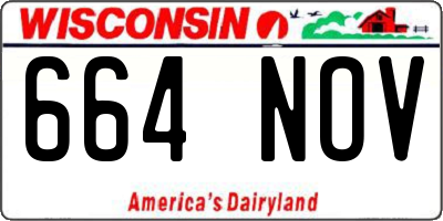 WI license plate 664NOV