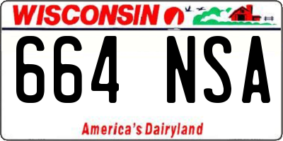WI license plate 664NSA