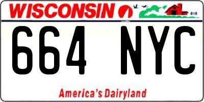 WI license plate 664NYC