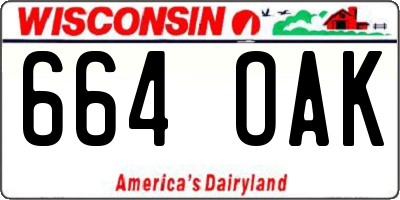 WI license plate 664OAK