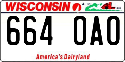 WI license plate 664OAO
