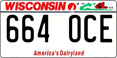 WI license plate 664OCE