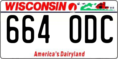 WI license plate 664ODC