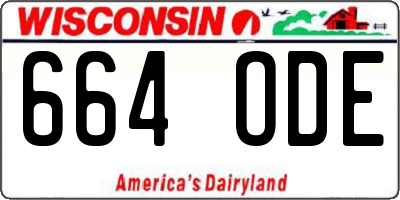 WI license plate 664ODE