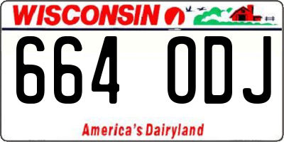 WI license plate 664ODJ