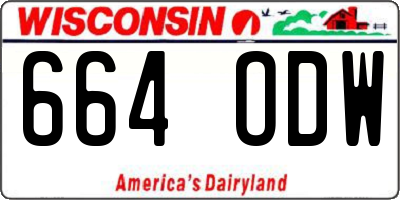 WI license plate 664ODW