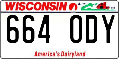 WI license plate 664ODY
