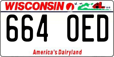 WI license plate 664OED