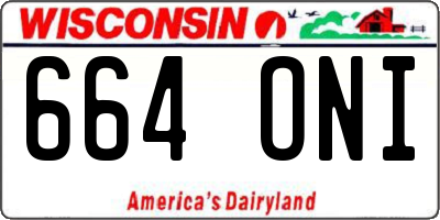 WI license plate 664ONI
