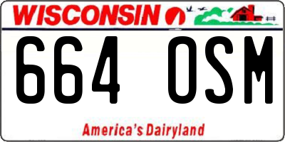 WI license plate 664OSM