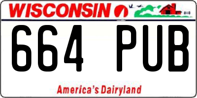 WI license plate 664PUB