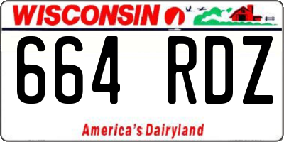 WI license plate 664RDZ