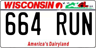 WI license plate 664RUN