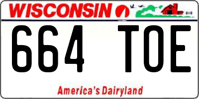 WI license plate 664TOE