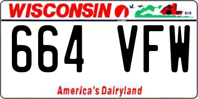 WI license plate 664VFW