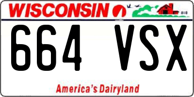 WI license plate 664VSX