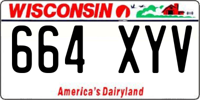 WI license plate 664XYV